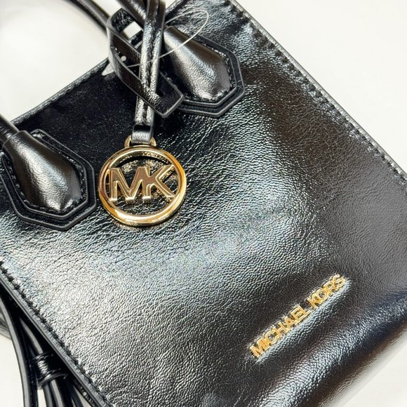 Michael Kors Mercer XS North South MINI Satchel Crossbody Bag Patent Black - Picture 8 of 10